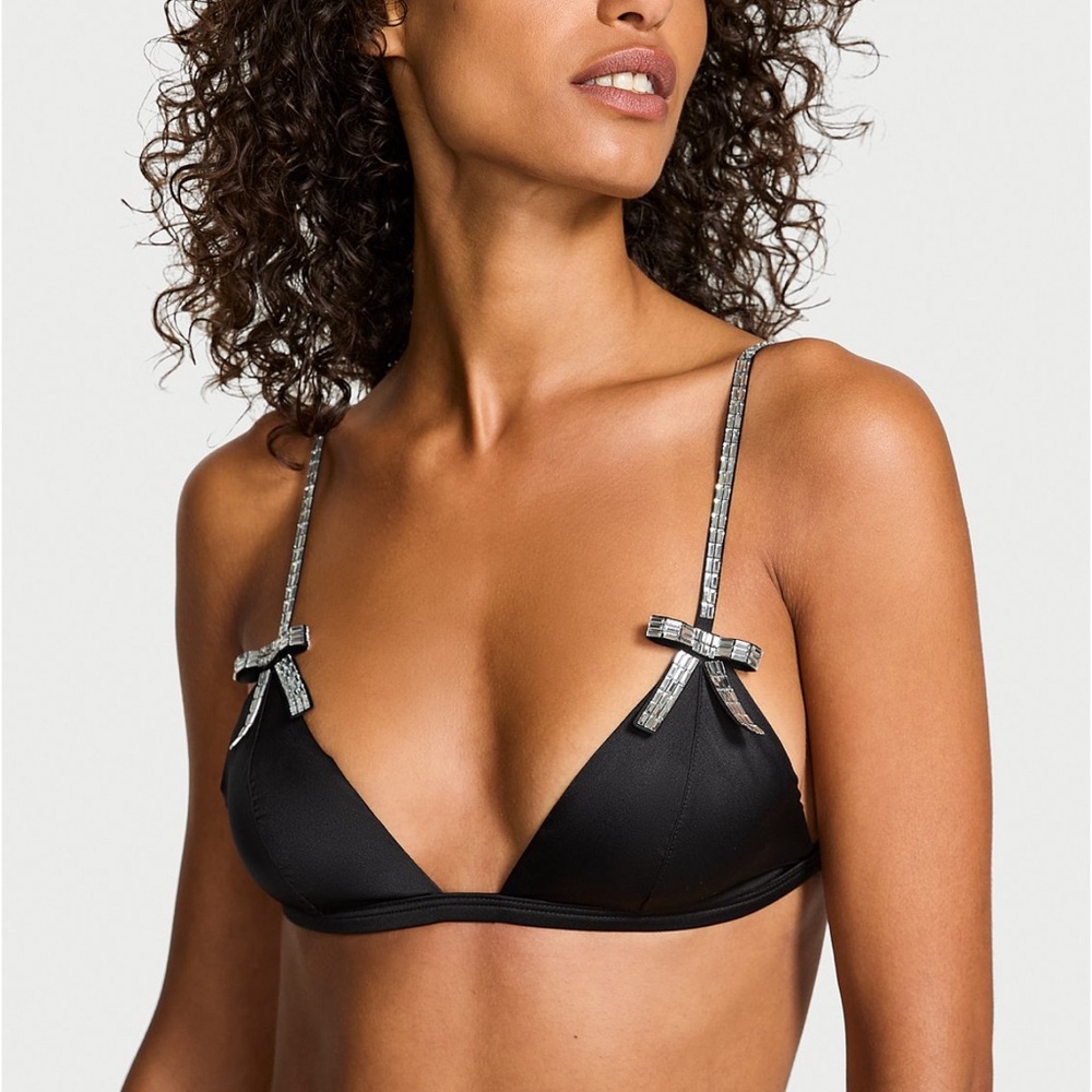 XL Victoria’s Secret Triangle Top Crystal Bow Accents
